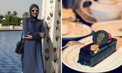 Hoa hậu Ngọc Hân ăn bánh phủ vàng, trải nghiệm du lịch ở Dubai 