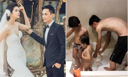'Bà trùm' Hạ Vy khoe ảnh chồng tắm cho con và nhắn gửi triết lý sâu sắc