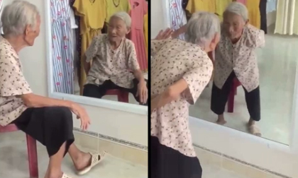 Clip bà cụ ngồi nói chuyện với bóng của mình trong gương 'gây bão' trên mạng