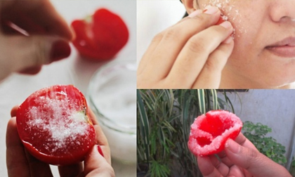 Chấm cà chua với một ít muối rồi chà lên mặt thế này, bạn sẽ cực sốc về làn da của mình