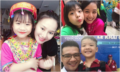 Sao Việt háo hức đưa con đến trường trong ngày khai giảng năm học mới