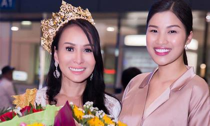 Nguyễn Thị Thành ra sân bay đón Hoa hậu Quý bà Hoàn vũ Thế giới 2017 về nước