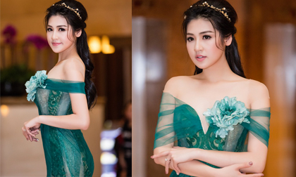 Á hậu Tú Anh rạng rỡ tựa nữ hoàng trong đầm xanh lục bảo