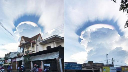 Quầng mây ngũ sắc kỳ bí xuất hiện trên bầu trời Đăk Lăk