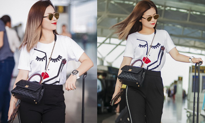 Dương Hoàng Yến nổi bật tại sân bay đi Nga lưu diễn