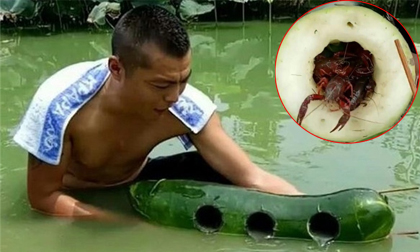 Khoét 3 cái lỗ trên quả bí đao rồi thả xuống nước và cái kết gây ngỡ ngàng