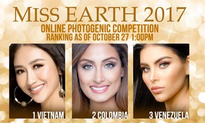 Gây thất vọng khi để mặt mộc nhưng Hà Thu vẫn dẫn đầu bình chọn Gương mặt ăn ảnh tại Miss Earth 2017