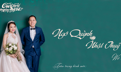 Lộ thiệp cưới Nhật Thuỷ Idol và ông xã điển trai 