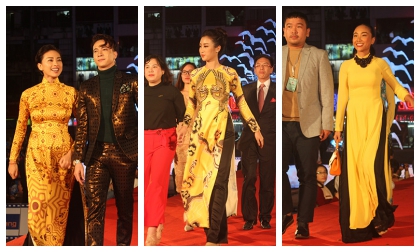 Ngô Thanh Vân, Đỗ Mỹ Linh rực rỡ với áo dài sắc vàng cùng dàn sao Việt đổ bộ thảm đỏ LHP Việt Nam 2017