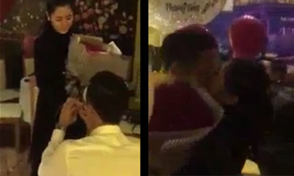 Quế Ngọc Hải quỳ gối cầu hôn bạn gái hotgirl đầy lãng mạn