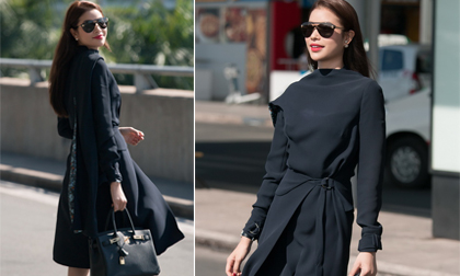 Hoa hậu Phạm Hương sang chảnh với set đồ hiệu lên đường sang Mỹ