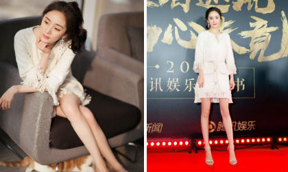 Bất chấp giá lạnh, Dương Mịch tự tin khoe đôi chân siêu thon với trang phục váy tua rua