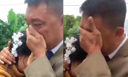 Clip bố khóc nức nở tiễn con gái về nhà chồng khiến dân mạng thổn thức