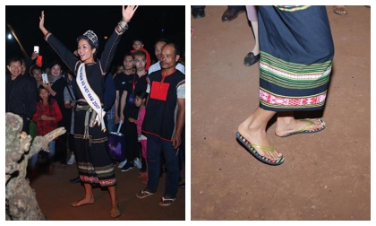 Hoa hậu H'Hen Niê mang dép lê, đốt lửa trại và nhảy múa tưng bừng cùng buôn làng