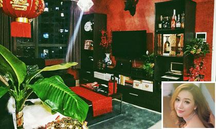 Không gian tràn ngập sắc đỏ trong căn hộ của ca sĩ Băng Di
