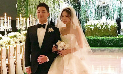 Cô dâu Min Hyo Rin và chú rể Taeyang xuất hiện rạng rỡ trong tiệc cưới xa hoa