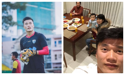 Thủ môn Bùi Tiến Dũng hội ngộ người thân cùng ăn bữa cơm đầm ấm