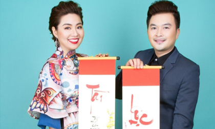 Diễn viên Lê Khánh rạng rỡ bên ông xã trong bộ ảnh đón Tết