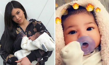 Kylie Jenner lần đầu khoe cận cảnh gương mặt xinh như búp bê của con gái