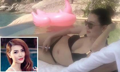 Bụng bầu vượt mặt, Ngọc Duyên vẫn tự tin diện bikini ở Nha Trang