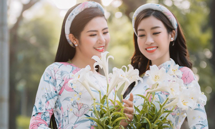 Bộ đôi Hoa hậu Ngọc Hân, Đỗ Mỹ Linh khoe nét thanh xuân phơi phới trên phố