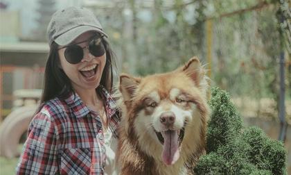 Hiền Thục hào hứng chơi đùa ở trang trại chó tại Đà Lạt