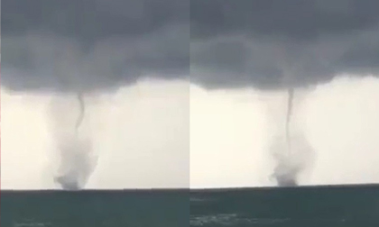 Vòi rồng cao hàng trăm mét xuất hiện trên biển Phú Quốc