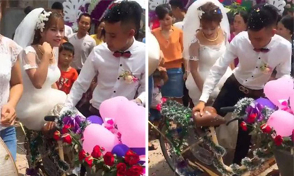 Màn đón dâu độc đáo bằng xe đạp khiến dân mạng thích thú