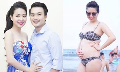 Diễn viên Lê Khánh diện bikini khoe bụng bầu 5 tháng