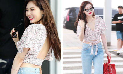 'Nữ hoàng gợi cảm' Hyuna diện áo khoét trước, hở sau nóng bỏng tại sân bay Hàn Quốc sang Việt Nam 