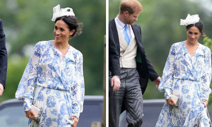 Công nương Meghan Markle diện váy hơn trăm triệu tham dự đám cưới của chị họ chồng