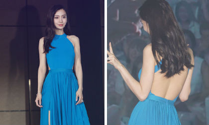 Angelababy táo bạo khoe lưng trần sau tin đồn giật điện thoại của người khác vì sợ lộ ảnh con trai 