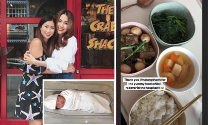 Chị chồng sinh con, Tăng Thanh Hà tận tình mang đồ ăn ngon vào bệnh viện