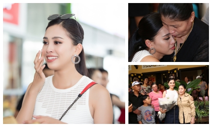Loạt khoảnh khắc đẹp như thiên thần của Tân Hoa hậu Trần Tiểu Vy bên người thân ngày trở về