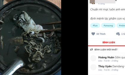 Bát mỳ mực vợ nấu cho chồng khiến dân mạng 'không nhịn được cười'