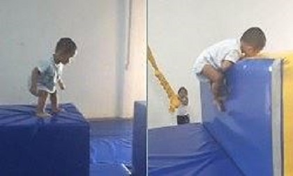 Cậu bé 2 tuổi mặc bỉm và màn vượt qua thử thách sasuke một cách không tưởng