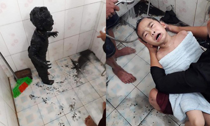 Hình ảnh bé trai lấm bùn đen và phi vụ giải cứu 'hot' nhất mạng xã hội tối thứ Hai