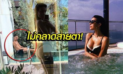 Biểu cảm của C. Ronaldo khi bạn gái khoe vòng ba ở bể bơi khiến cư dân mạng Thái Lan phát sốt