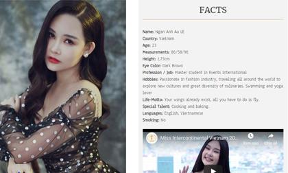 Lê Âu Ngân Anh xuất hiện chễm chệ trên trang chủ Miss Intercontinental giữa ồn ào với Cục NTBD