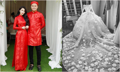 Váy cưới 999 bông hồng nở rộ và đính kết hàng ngàn viên đá của hot girl Vân Navy