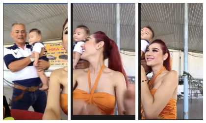 Diện đồ hở bạo về quê chồng, Lâm Khánh Chi cao hứng lần đầu khoe luôn mặt con trai ruột