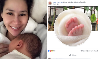 Diễn viên Thân Thúy Hà khoe hình ảnh đầu tiên bên con thứ 2 mới sinh