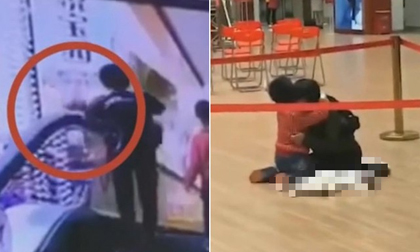 Người mẹ tuột tay làm rơi con 4 tháng tuổi từ thang cuốn và hình ảnh đứa bé còn lại gào khóc khiến ai cũng ám ảnh