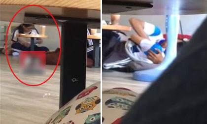 Mặc kệ thế giới, cặp đôi mặc nguyên đồng phục thản nhiên âu yếm nhau ở quán trà sữa