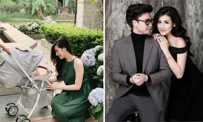 Á hậu Tú Anh xinh đẹp cùng con đi dạo, không quên khen chồng đẹp trai