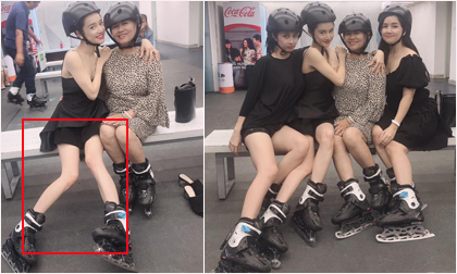 Trượt băng cùng 'hội chị em gái', Nhã Phương lộ đôi chân gầy nhẳng 