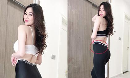 Khánh My thanh lý đồ thể thao, nhưng khi chụp ở góc nghiêng lại bị lộ điểm yếu