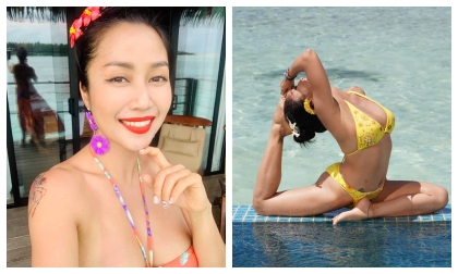 Ốc Thanh Vân diện bikini bốc lửa khi du lịch cùng chồng tại đảo thiên đường Maldives