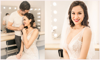 Phương Mai ra Hà Nội thử layout make-up cho đám cưới, chồng Tây quyến luyến không rời nửa bước