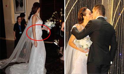 Phủ nhận bầu bí nhưng MC Phương Mai vẫn gây thắc mắc vì lộ vòng 2 lùm lùm trong tiệc cưới